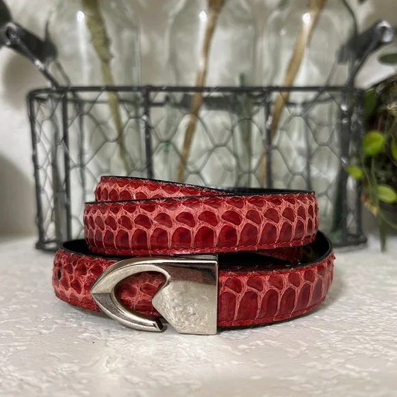 Accessories | Vintage Red Genuine Snakeskin Belt 2832 Serpi  display picture 1